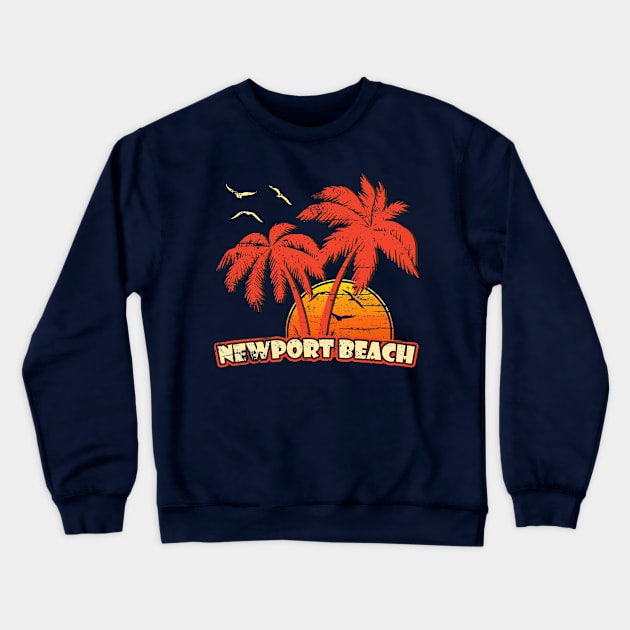 Newport Beach Vintage Sunset Crewneck Sweatshirt by bridgewalker